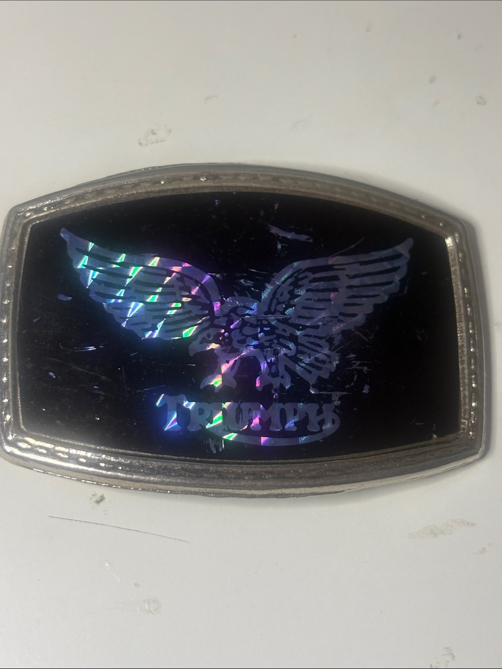 Triumph Holographic Eagle Belt Buckle - Black - 3.5x2 in